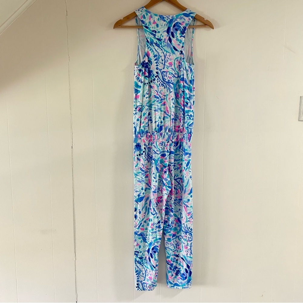 Lilly Pulitzer Paulina Drawstring Jumpsuit in Breakwater Tint Party Wave‎ sz XXS - Picture 5 of 5